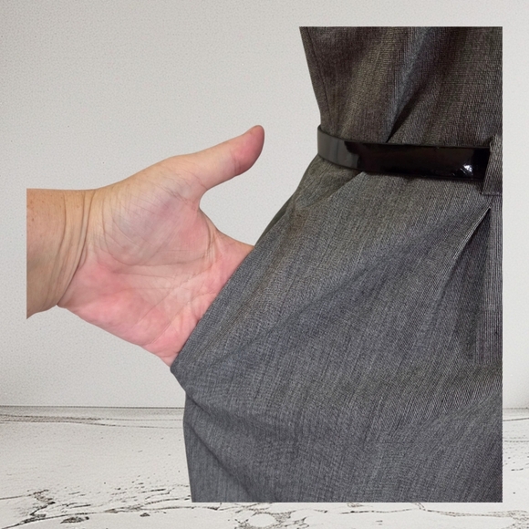 Simons Charcoal Gray Midi Dress With Pockets And Cap Sleeves Size 10 - Picture 3 of 7